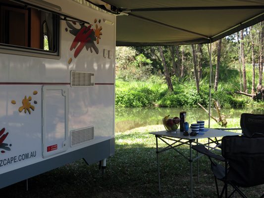 Ozcape Campers Slide-On Optima wing awning set up