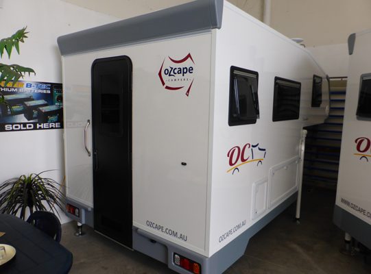 Ozcape Slide-On camper Woondabaa rear view with full size door