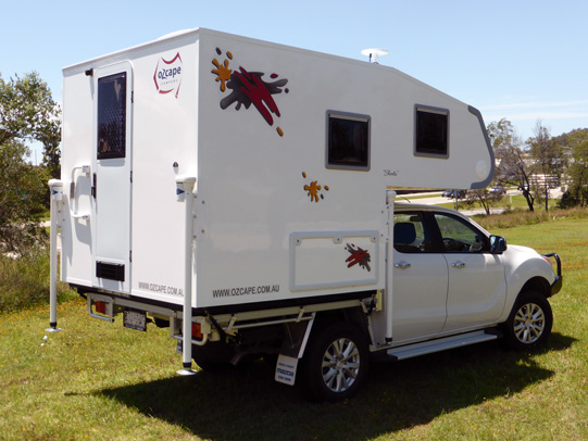 Ozcape Slide-On motorhome for dual cab, Shorta rear view