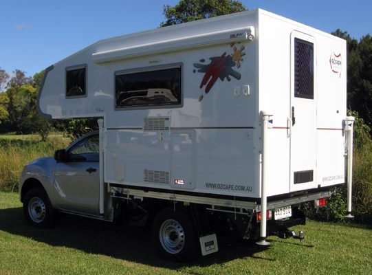 Ozcape Slide-On camper Prima25 on BT50 rear view LH