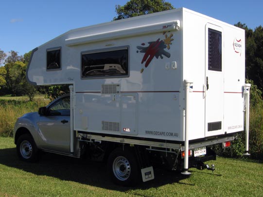 Ozcape Slide-On camper Prima25 on BT50 rear view LH