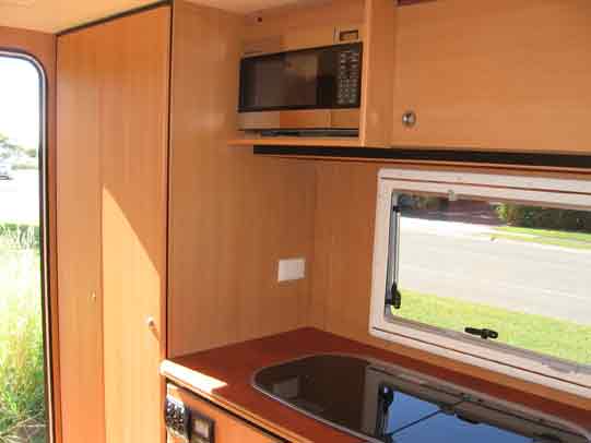 Ozcape Prima25 kitchen and cupboards