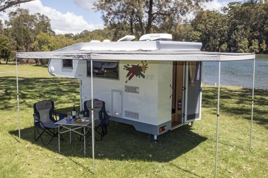 Ozcape Campers Slide-On Optima with wing awning set up