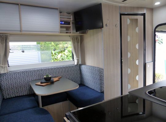Ozcape Campers Slide-On Optima seating next to bathroom