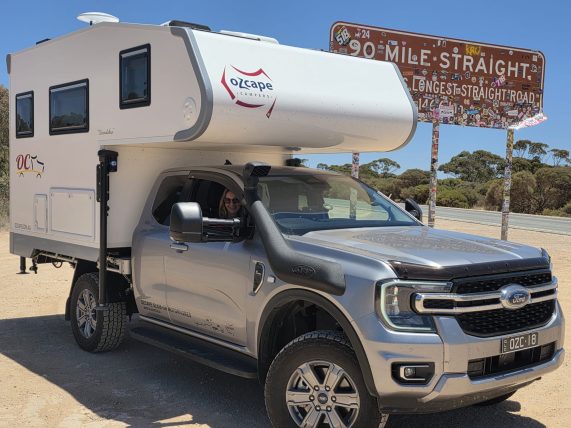 Ozcape Woondabaa Slide-On motorhome at the start of the Nullarbor crossing