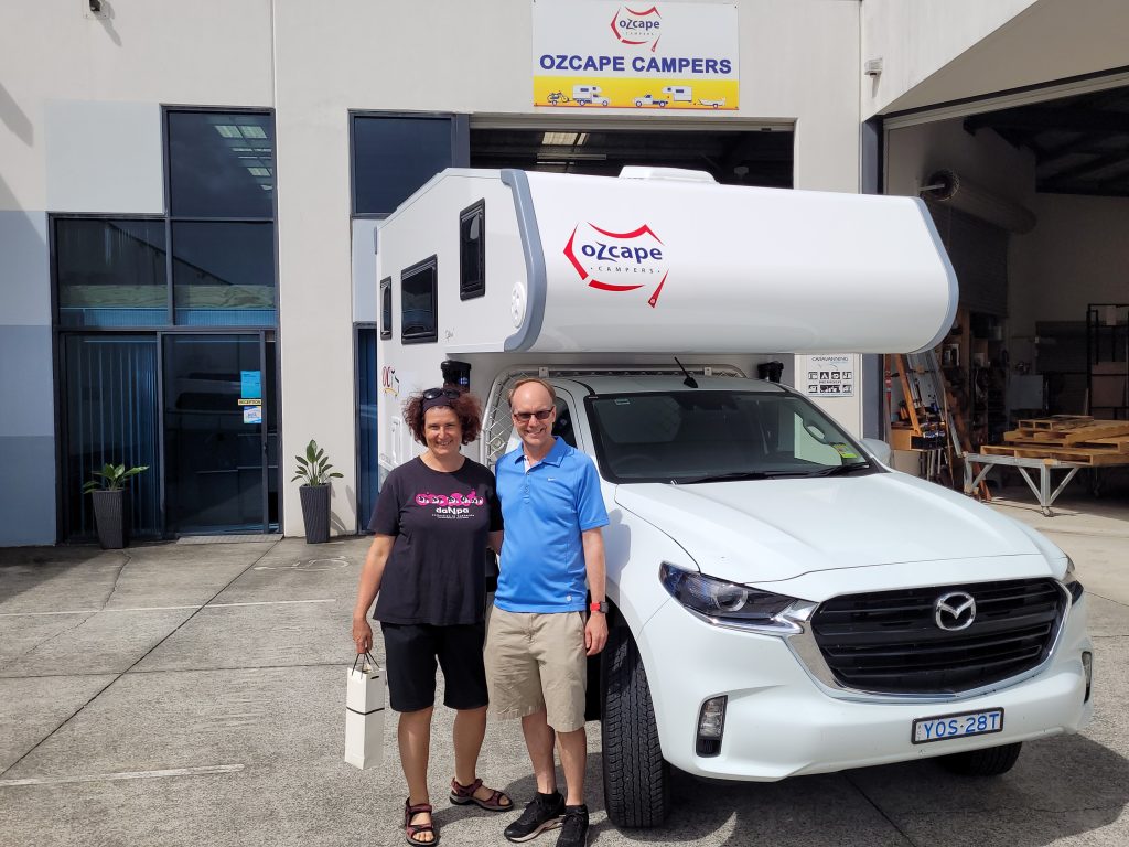 Happy customers picking up their brand new Ozcape Optima Slide-On